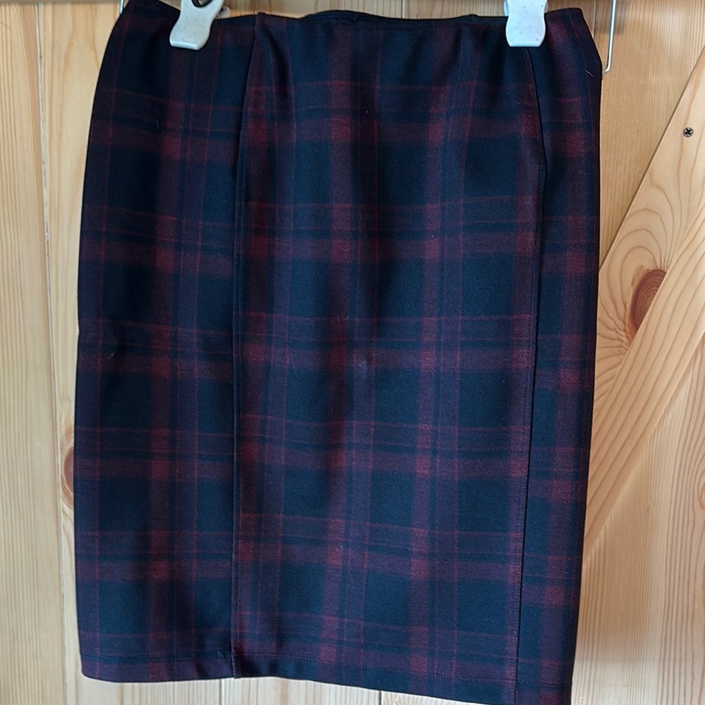Liverpool Black and Red Plaid Pencil Skirt